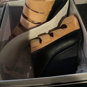Jessica Simpson Black and Tan Wedge with box size 10